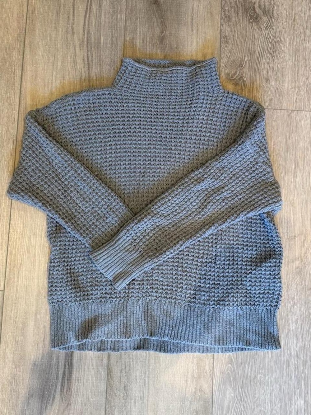 American Eagle Outfitters Slate Blue Mock Neck Knit Sweater